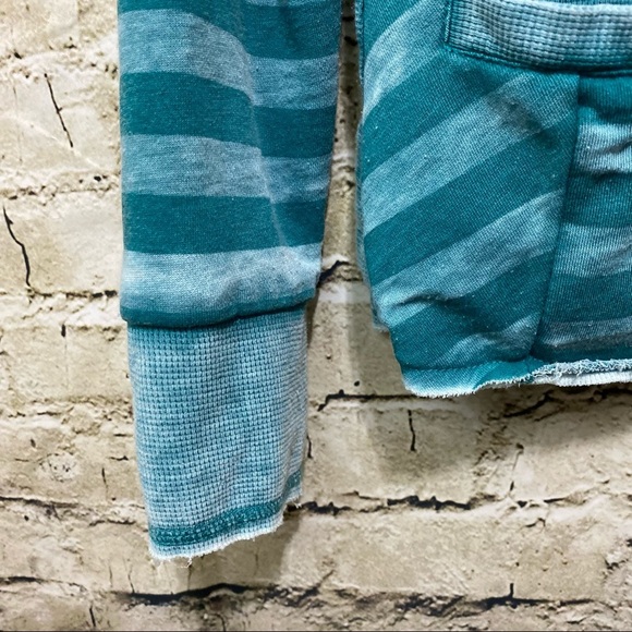 Daytrip Green Striped Cotton Button Sweatshirt Blazer Jacket - Picture 3 of 6